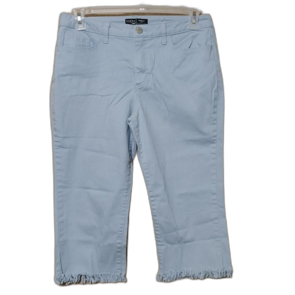 Riders by Lee capris Womens 12 sky blue denim cut off raw fringe hem distressed - Picture 1 of 6